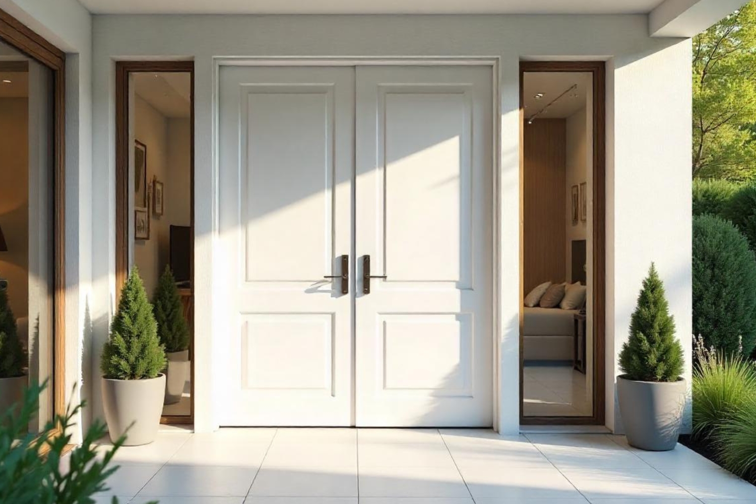 white laminate double door design