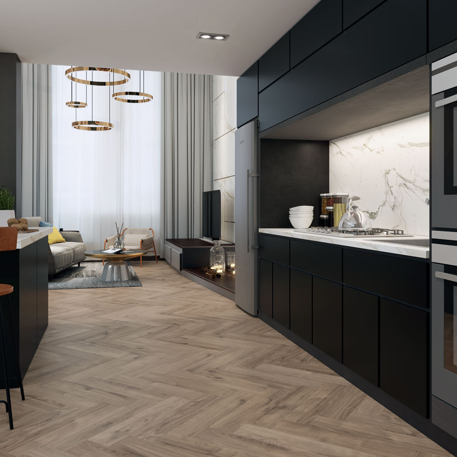 Wood flooring for kitchen design