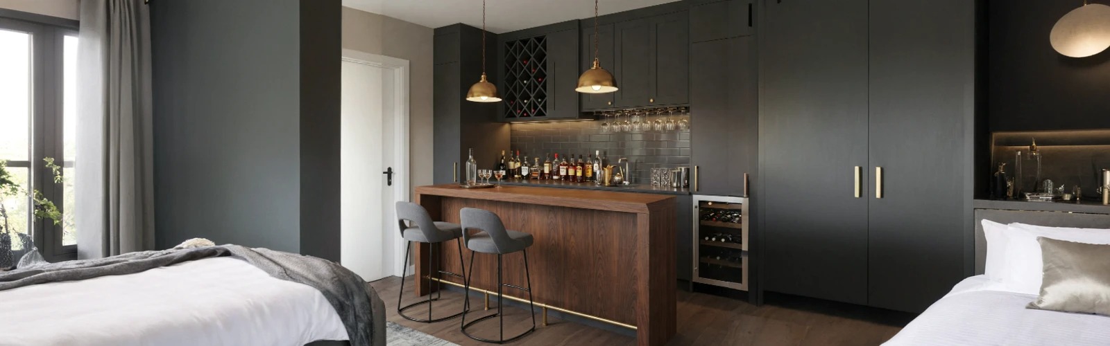 Black laminates for home bar design