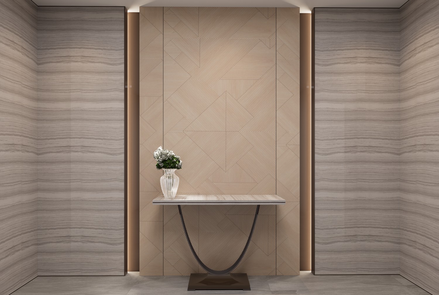 Textured laminates for modern foyer design
