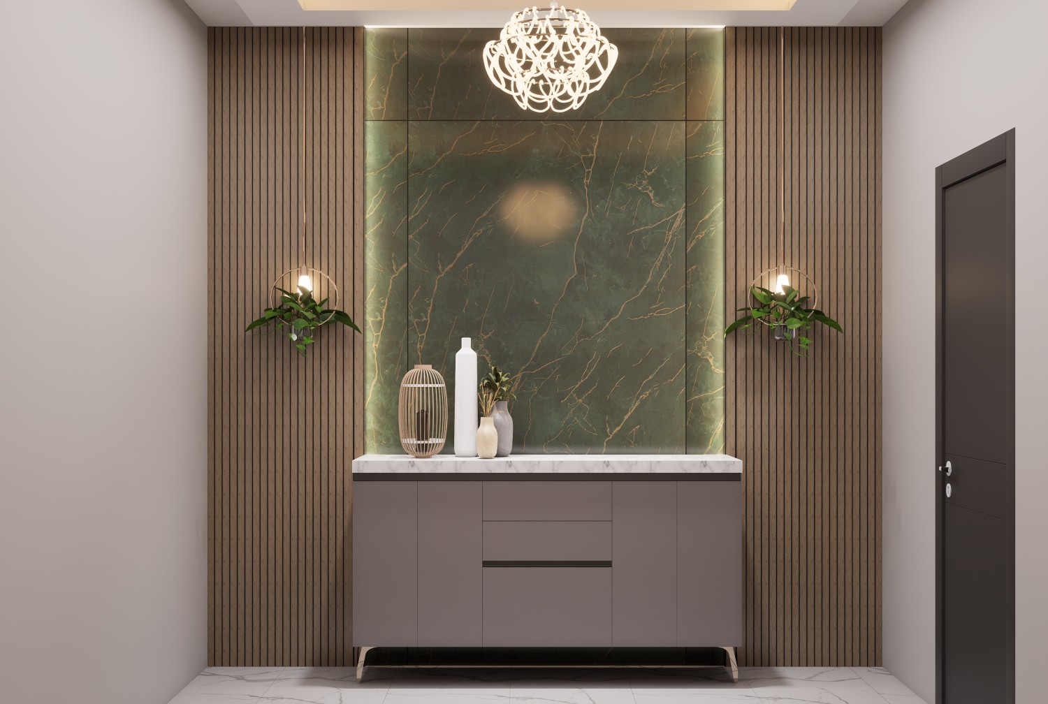 Black Laminates for luxurious Modern foyer design