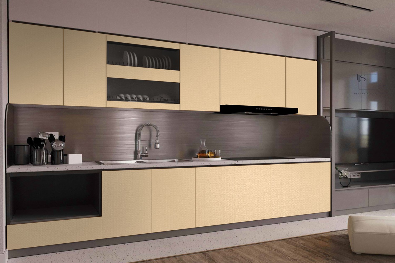 dual color kitchen cupboard design