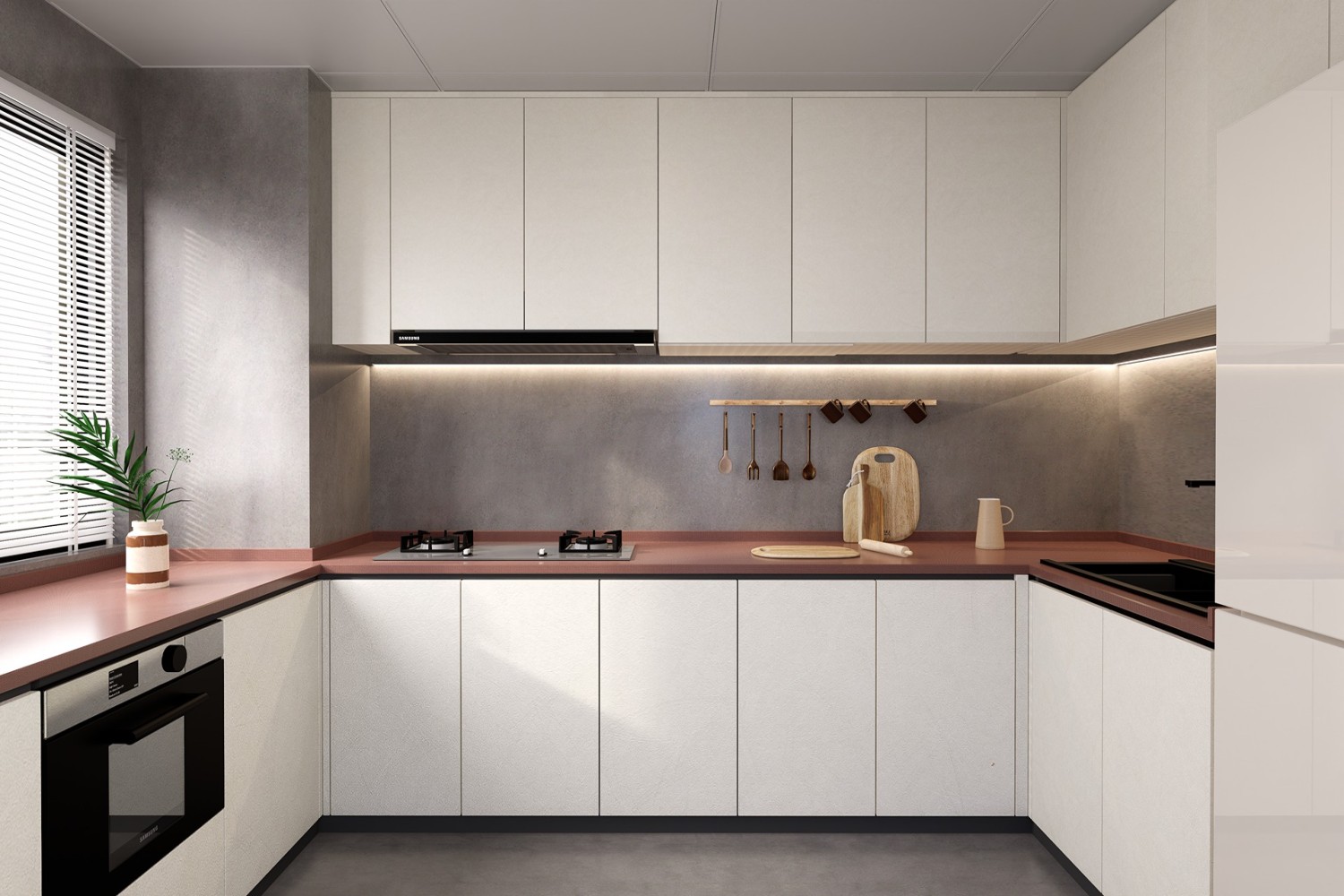 White laminates kitchen cupboard design