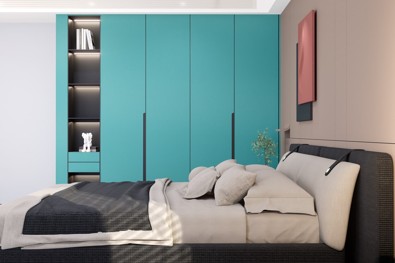 blue laminate wardrobe design for bedroom