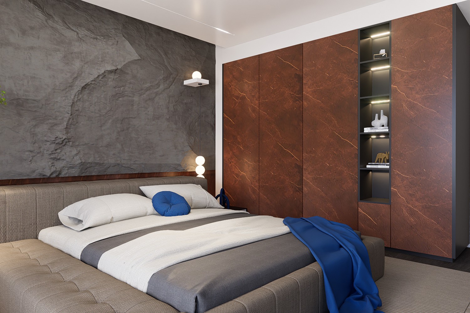 textured laminate wardrobe design for bedroom