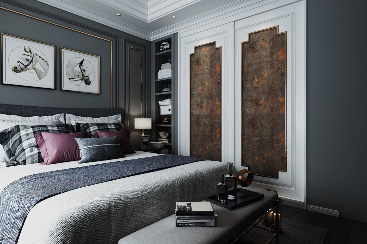 grey and white laminate wardrobe design for bedroom