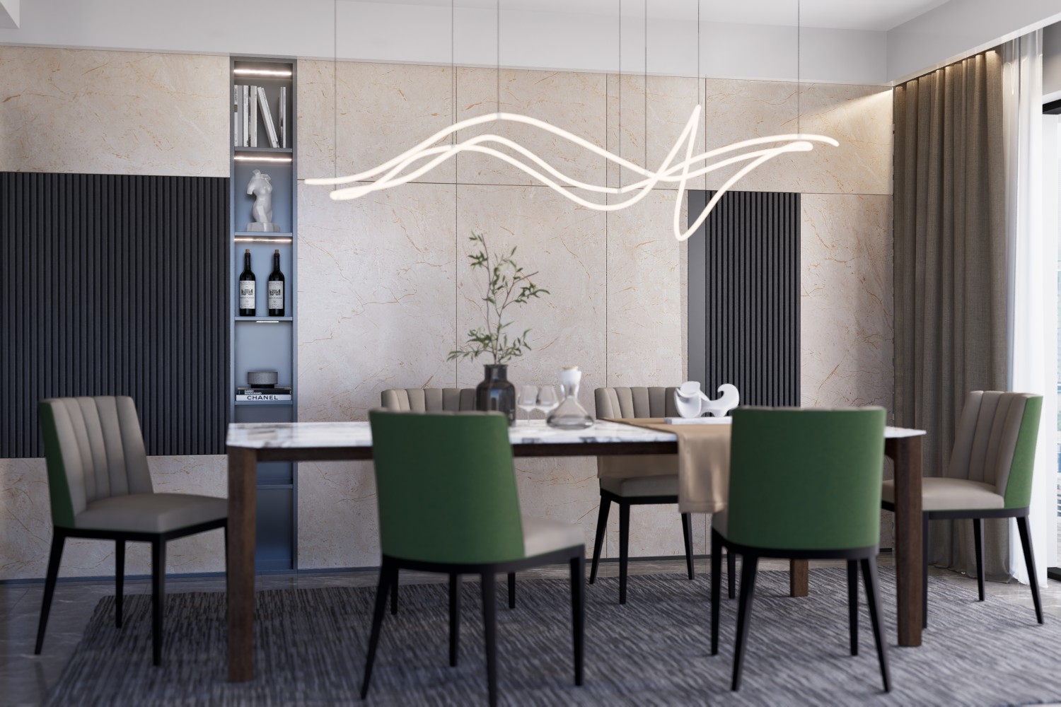 Textured laminates for dinning room design