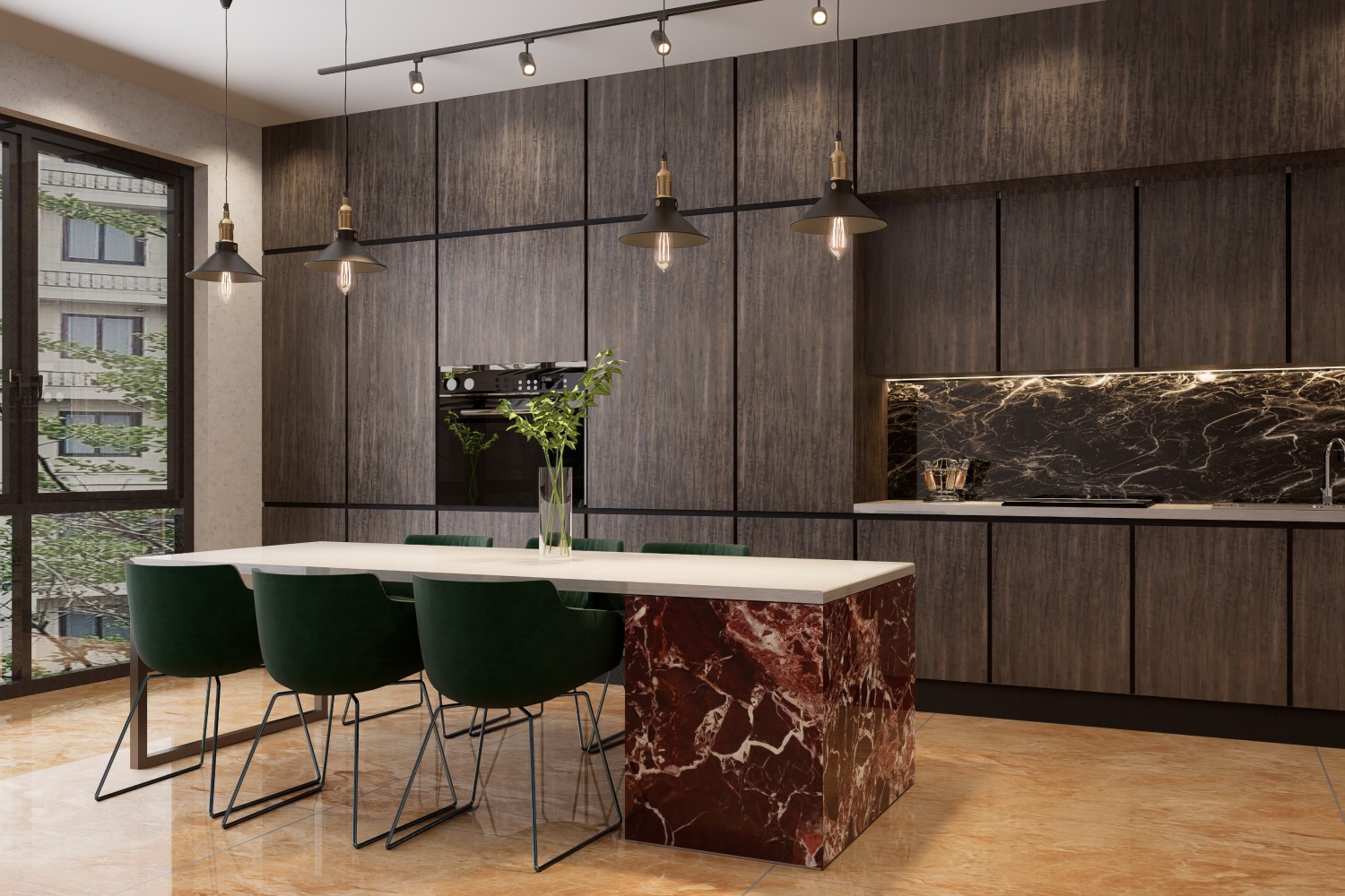 Woodgrain laminates for dinning room design