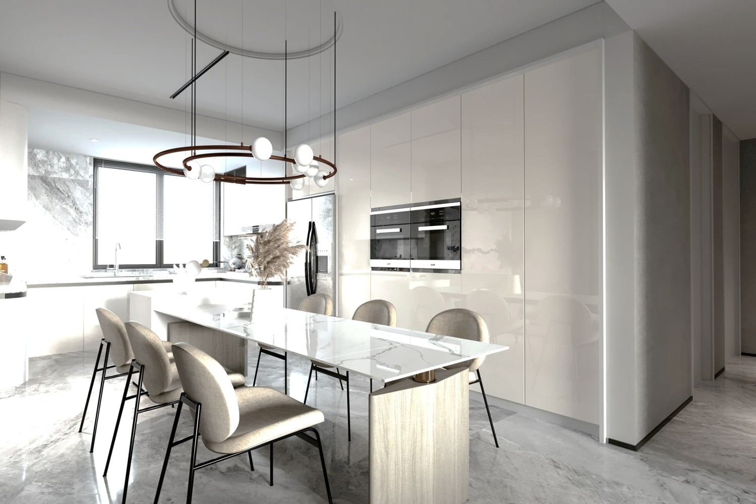 White Gloss laminates for dinning room design