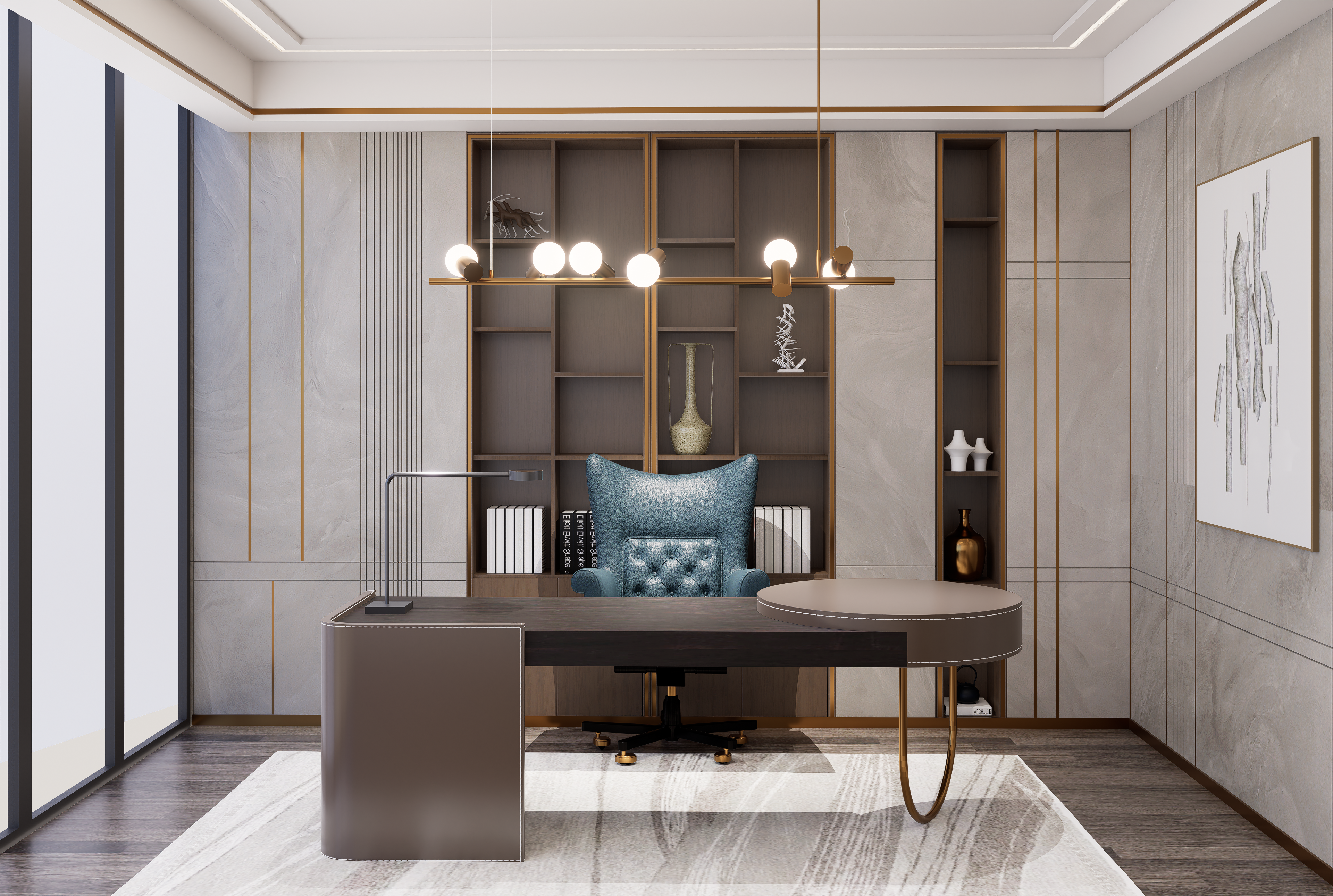 Grey and Wooden Home Office Design Ideas for a Balanced Look