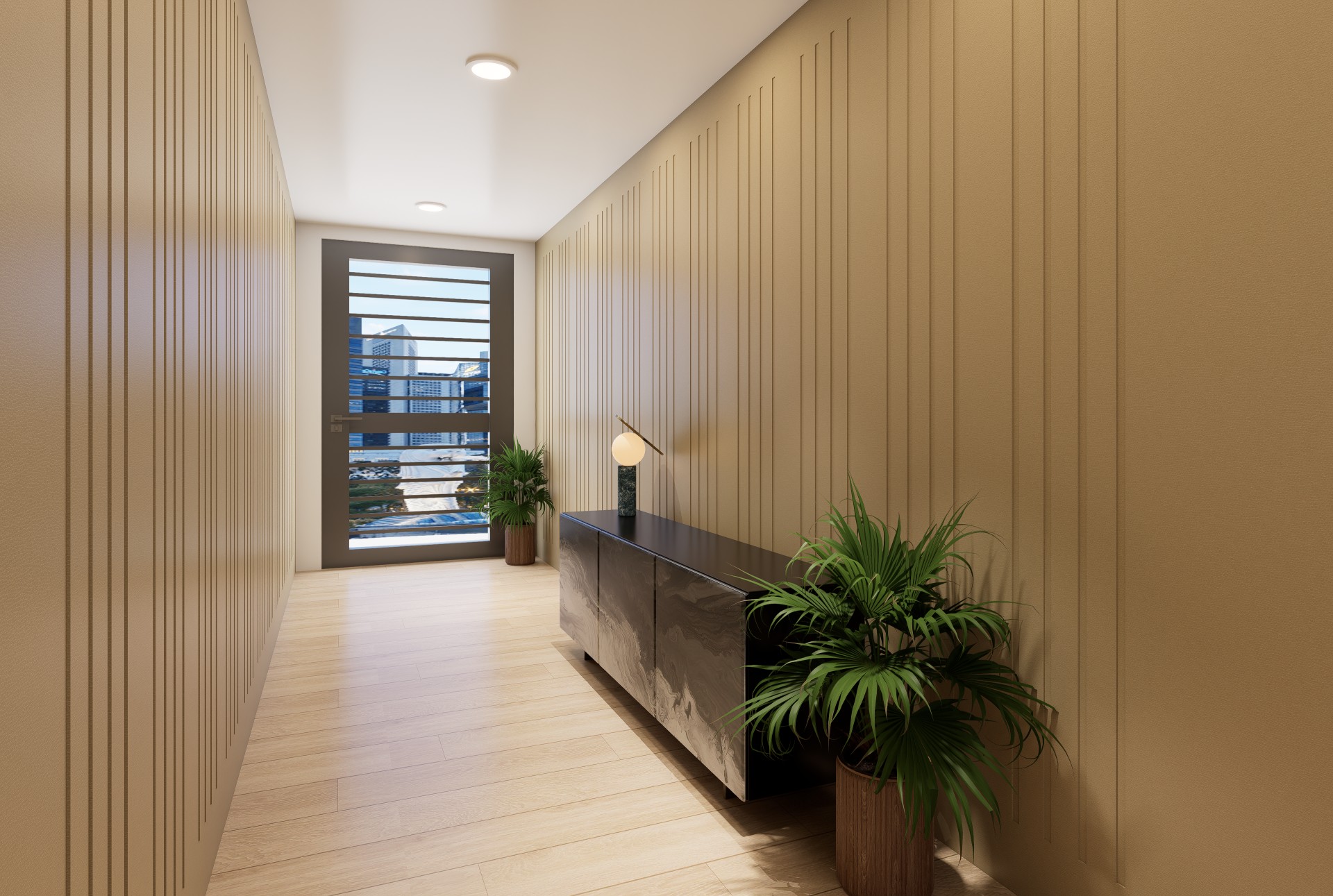 Luxury Hallway Design Ideas in Sophisticated Matt Brown Tones