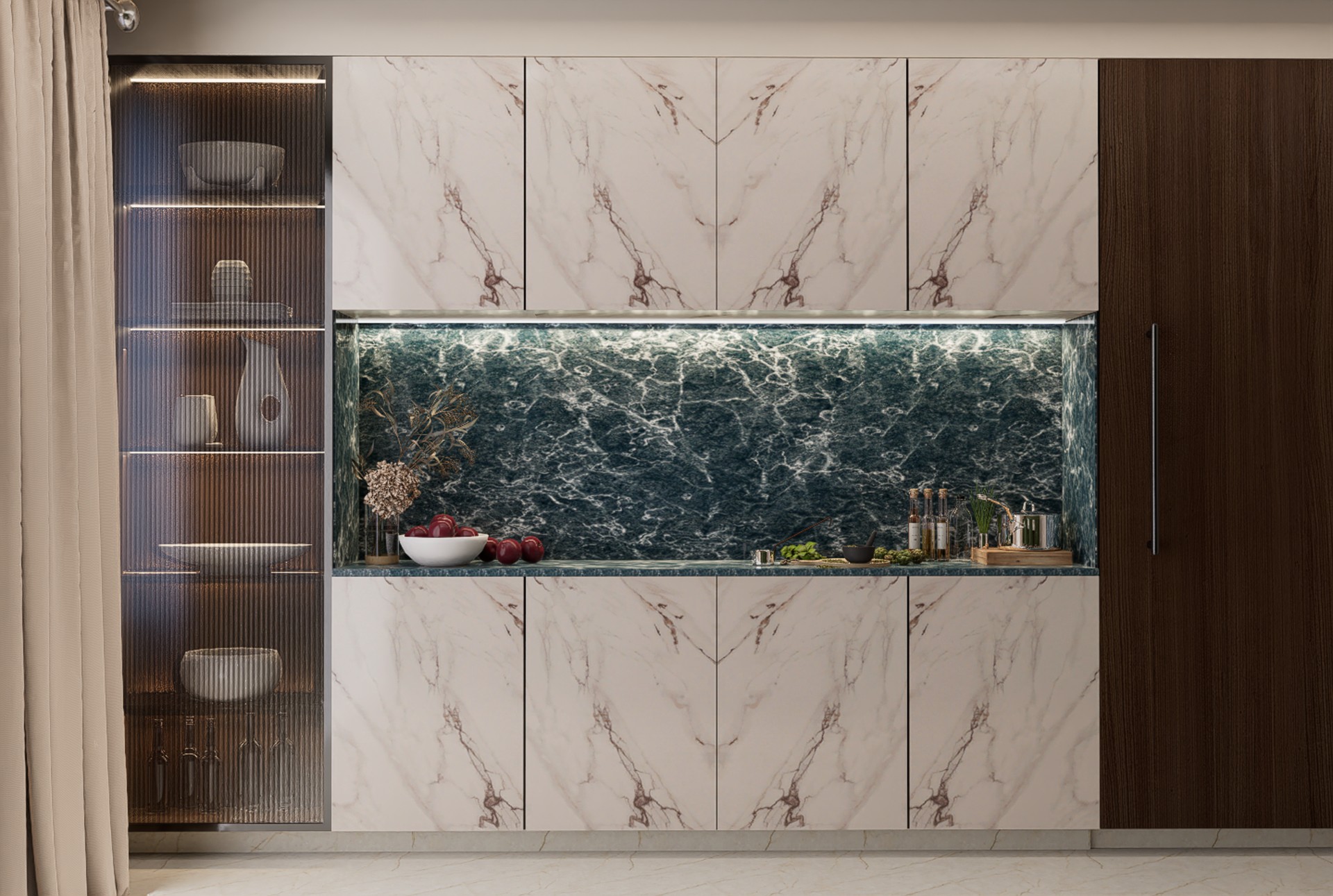White laminates for crockery cabinets design