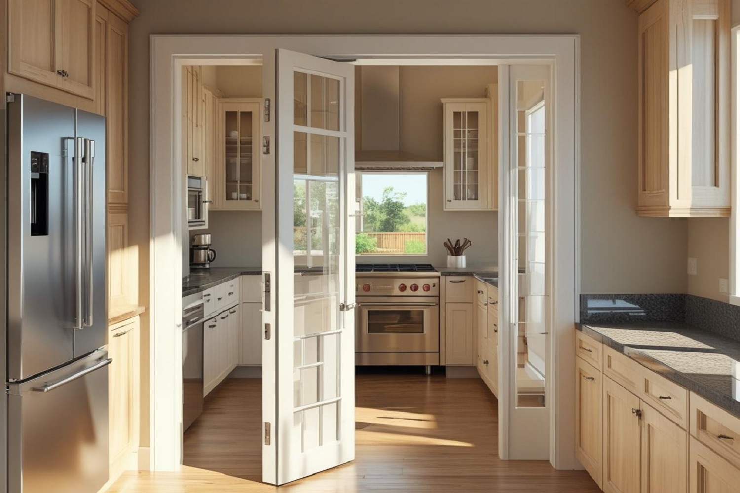 Elegant Wood Kitchen Door Designs in Walnut and Oak Textures