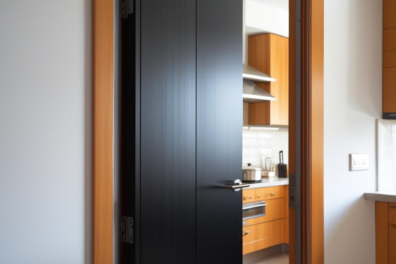 Simple Kitchen Door Designs in Light Wood and Neutral Color Tones