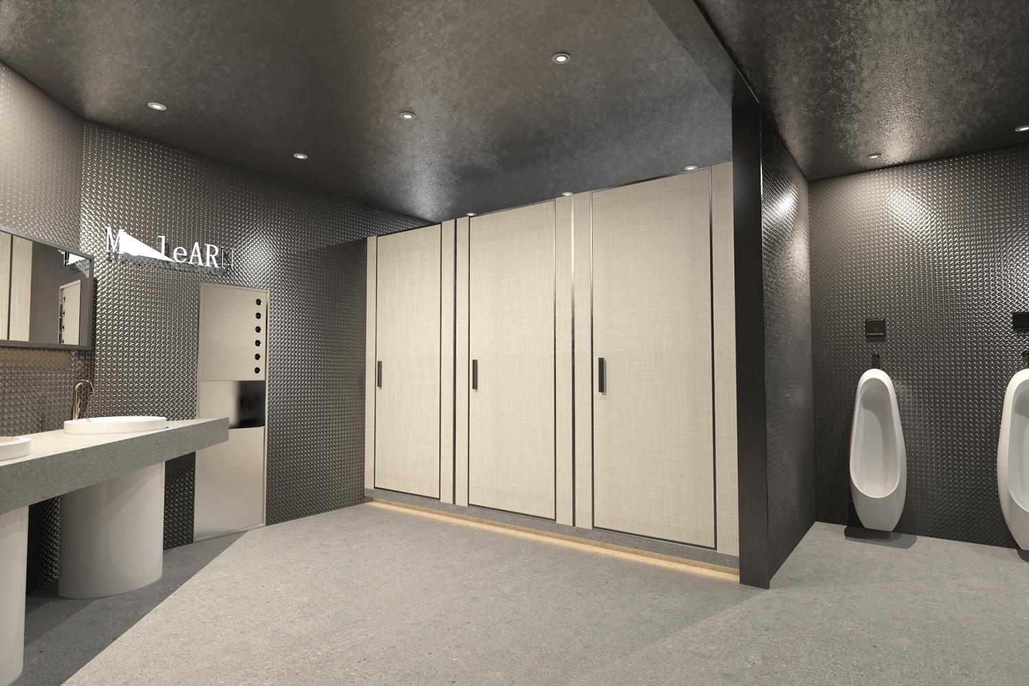 New Modern Bathroom Door Designs in Glossy OFF White and Chrome Accents