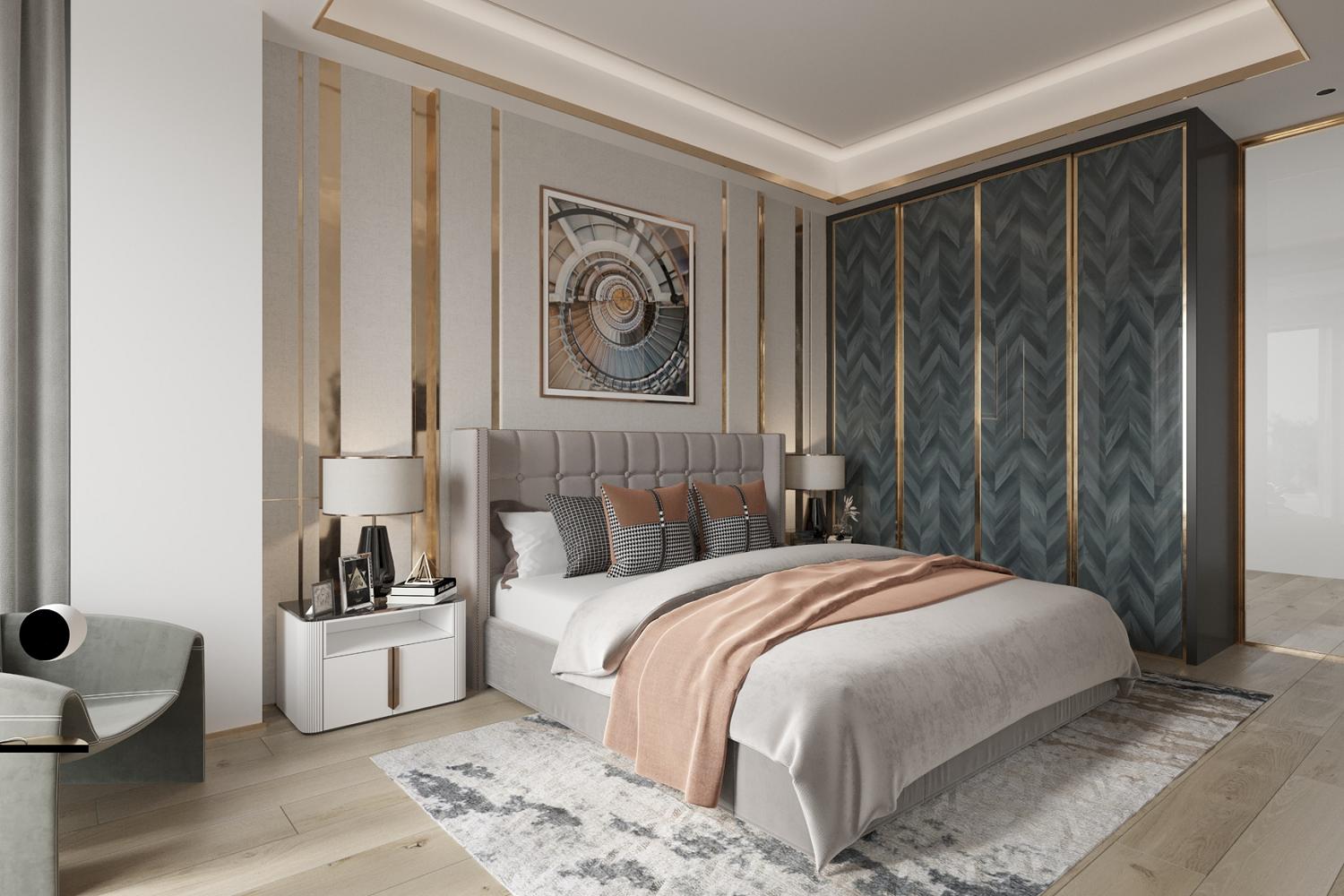 Small Bedroom Wardrobe Solutions in Dual-Tone Laminates Grey and Cream