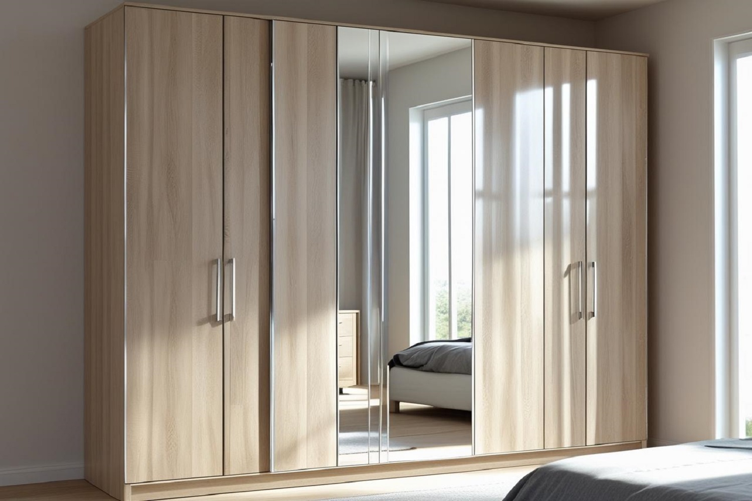 Chic Bedroom Wardrobe Mirror Designs in Neutral Shades