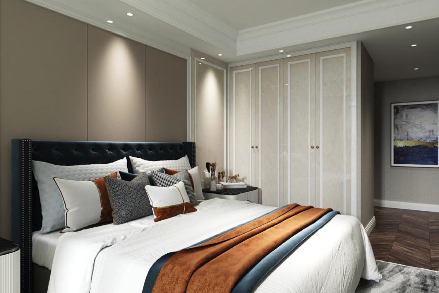 Wardrobe Door Designs in Matte White and Walnut Finish