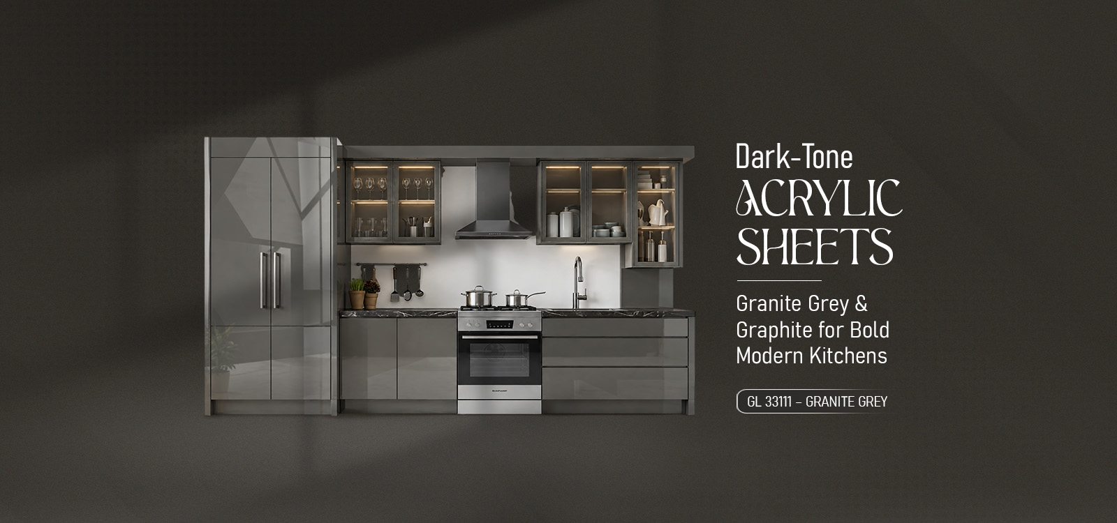 Dark-Tone Acrylic Sheets Granite Grey & Graphite for Bold Modern Kitchens